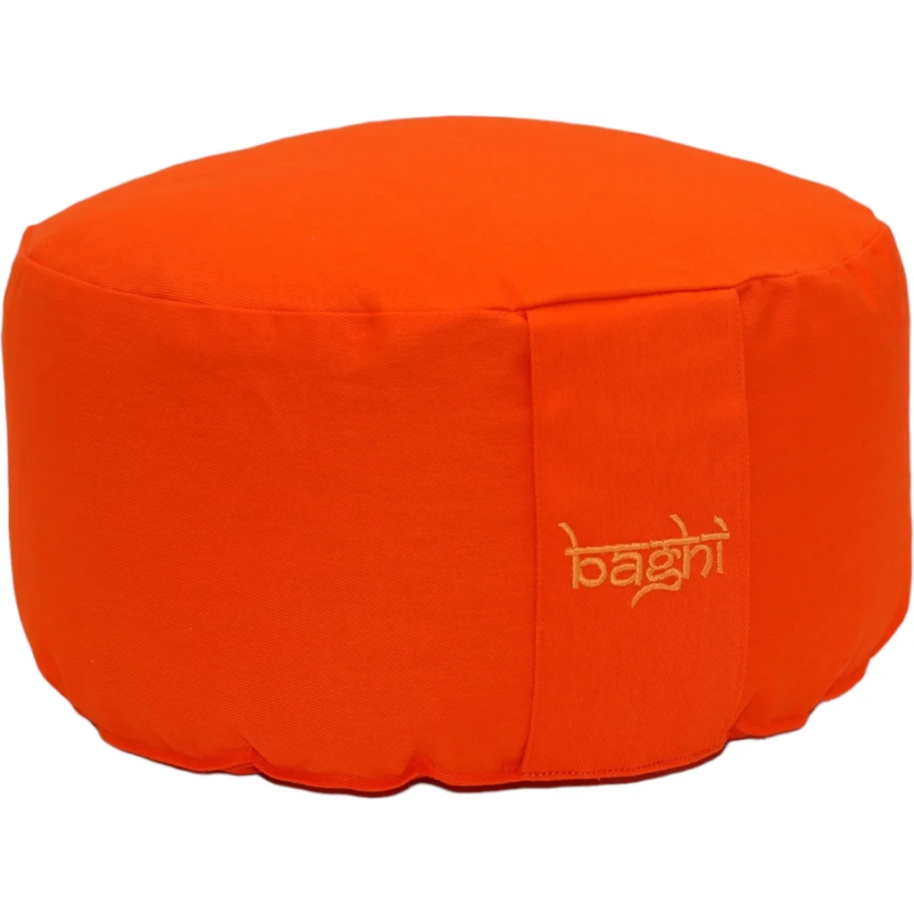 Bio Meditationskissen+Yogakissen rund in Orange von BAGHI Größe Ø 30 cm Höhe 15 cm