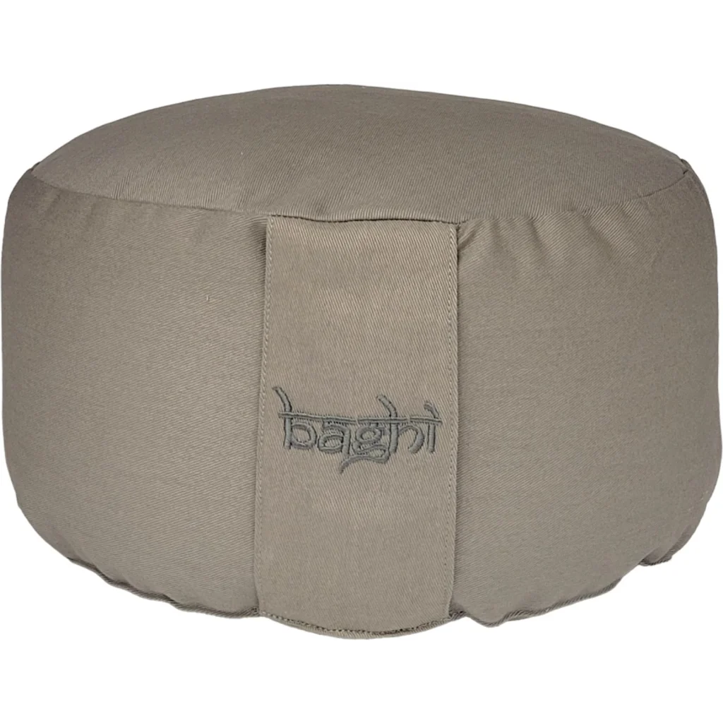 Bio Meditationskissen+Yogakissen rund in Steingrau Braun von BAGHI Größe Ø 30 cm Höhe 15 cm