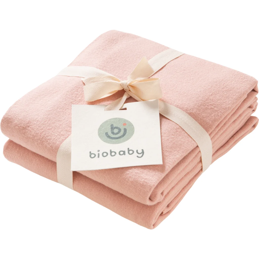 Bio Molton Baby-Decke 2er-Pack in Rosa von biobaby Größe 80x80 cm