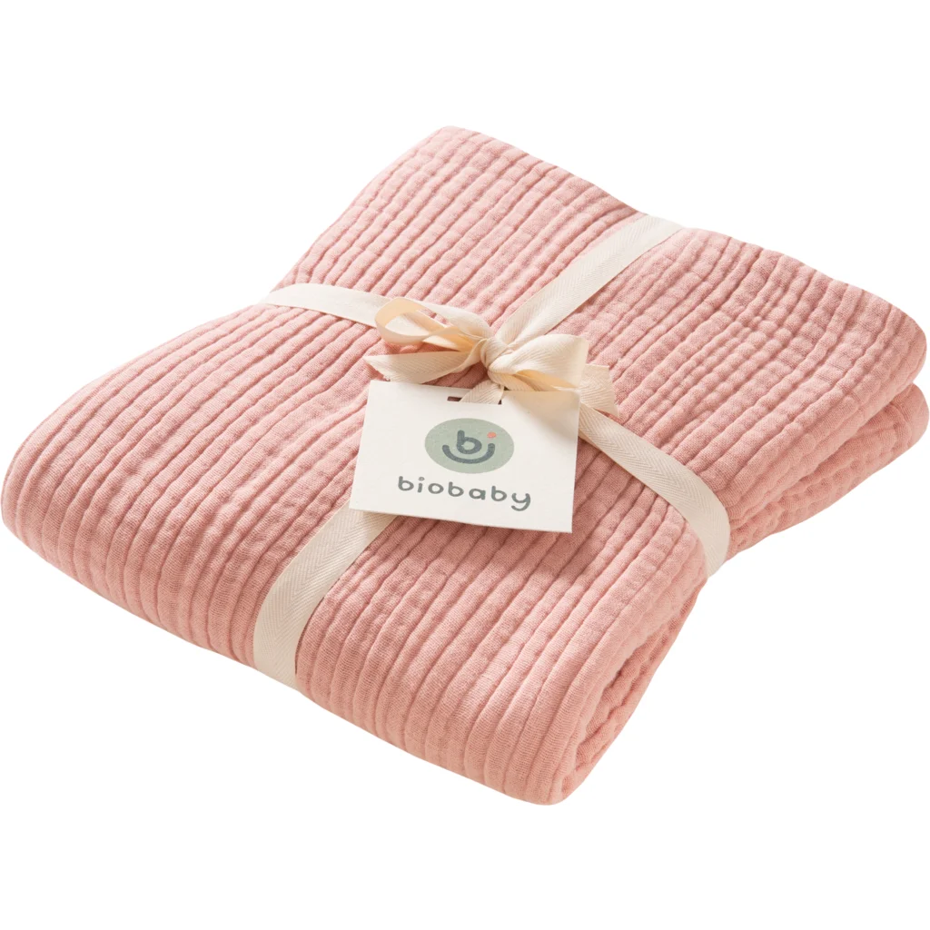 Bio Musselin Baby-Decke in Rosa von biobaby Größe 105x105 cm