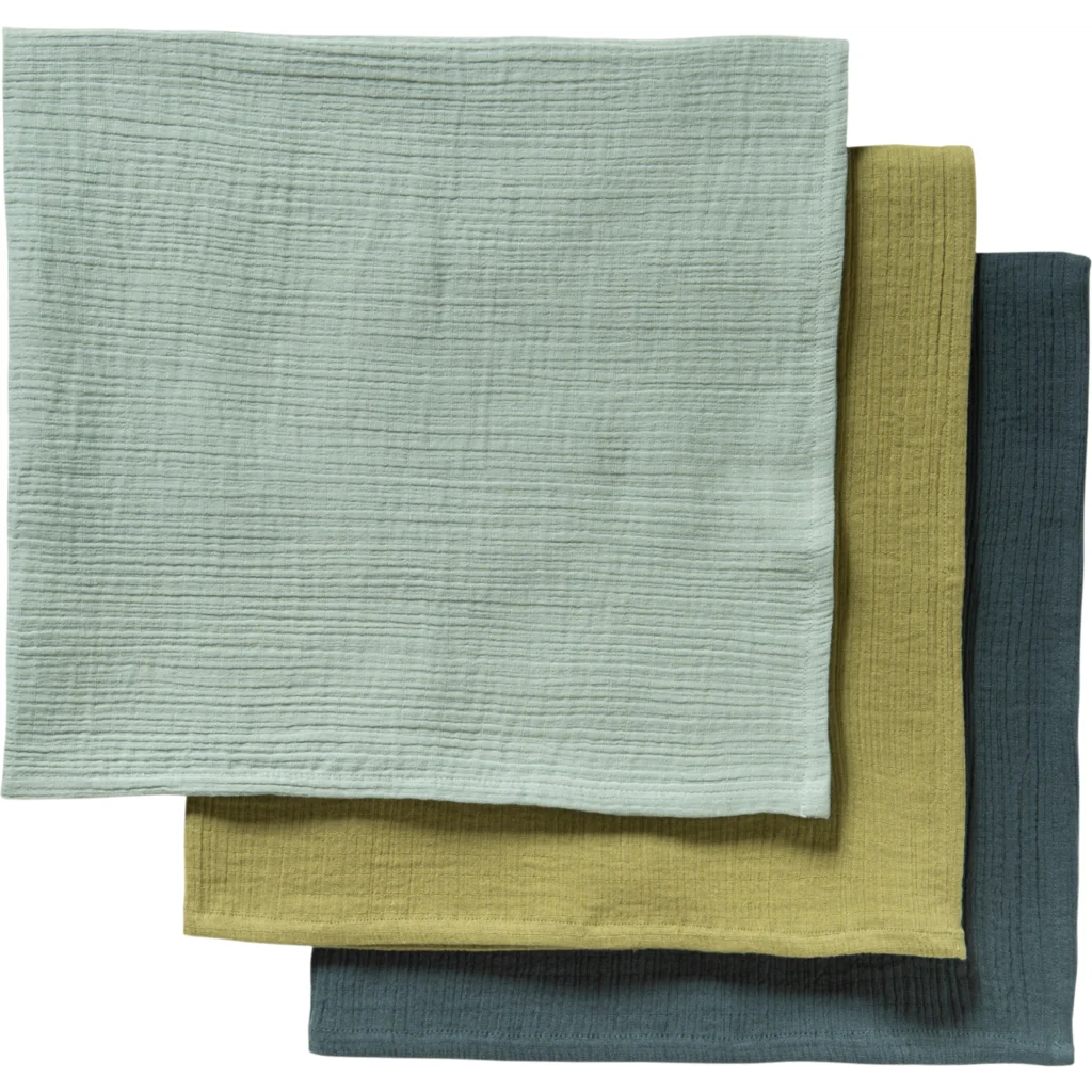 Bio Musselin Baby-Tuch 3er-Pack in Grün+Salbei+Mint Grün+Grün+Grün von biobaby Größe 65x65 cm