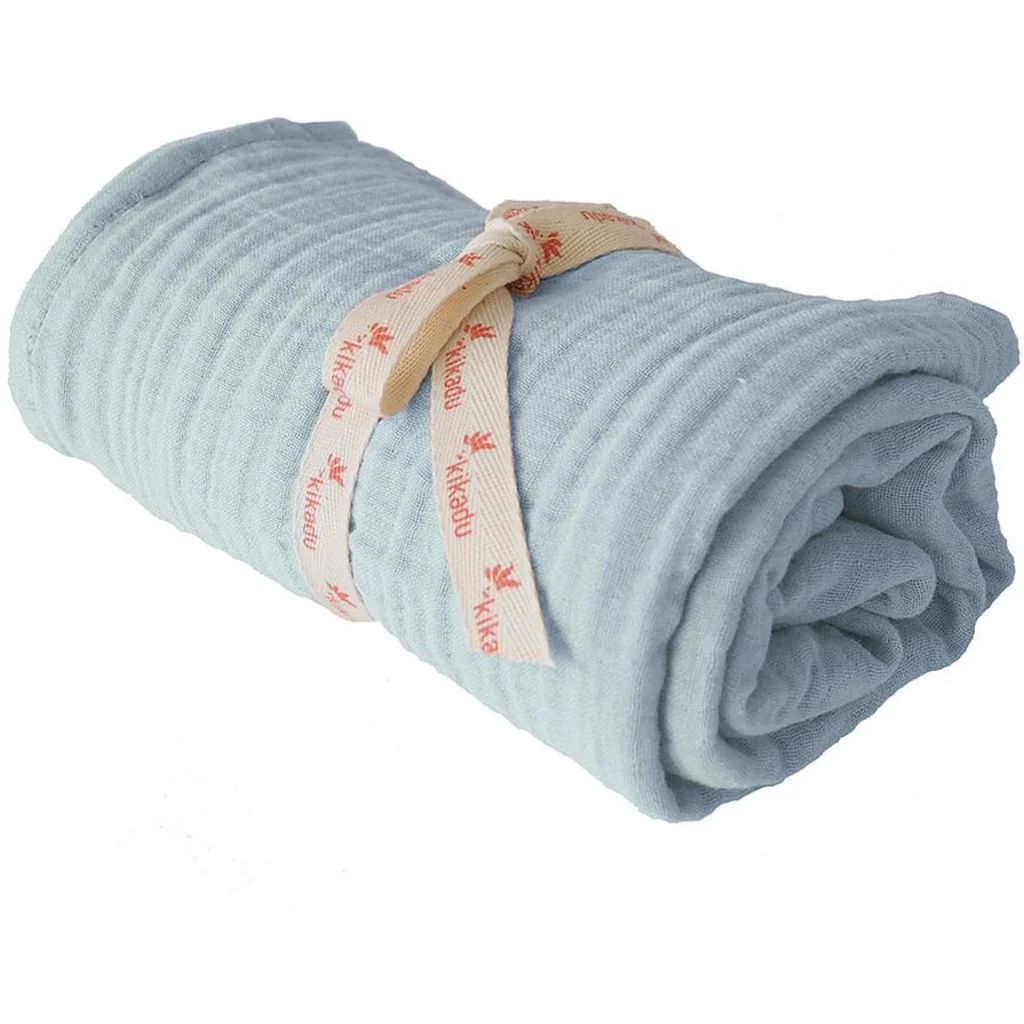 Bio Musselin Baby-Tuch in Mint Blau von kikadu Größe 80x80 cm