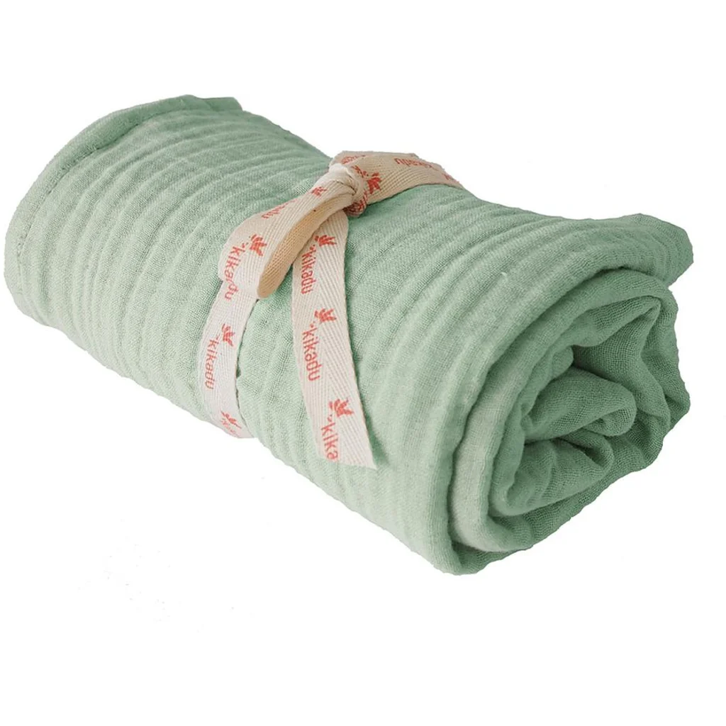 Bio Musselin Baby-Tuch in Olive Grün von kikadu Größe 80x80 cm