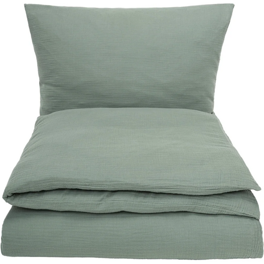 Bio Musselin Bettwäsche Garnitur in Mint Grün von Living Crafts Größe 135x200 + 80x80 cm
