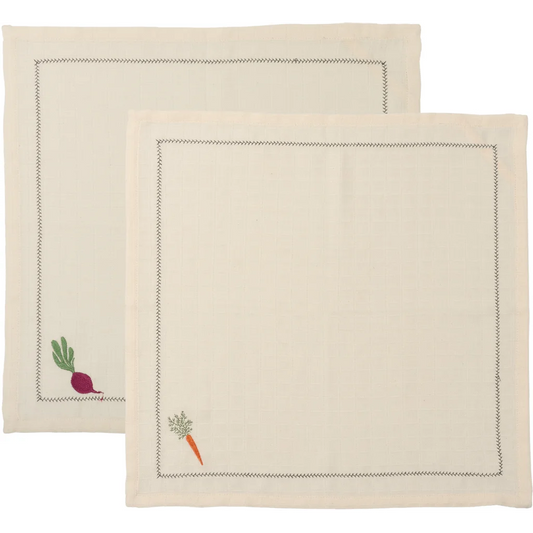 Bio Musselin Geschirrtuch 2er-Pack in Creme von Living Crafts Größe 45x45 cm