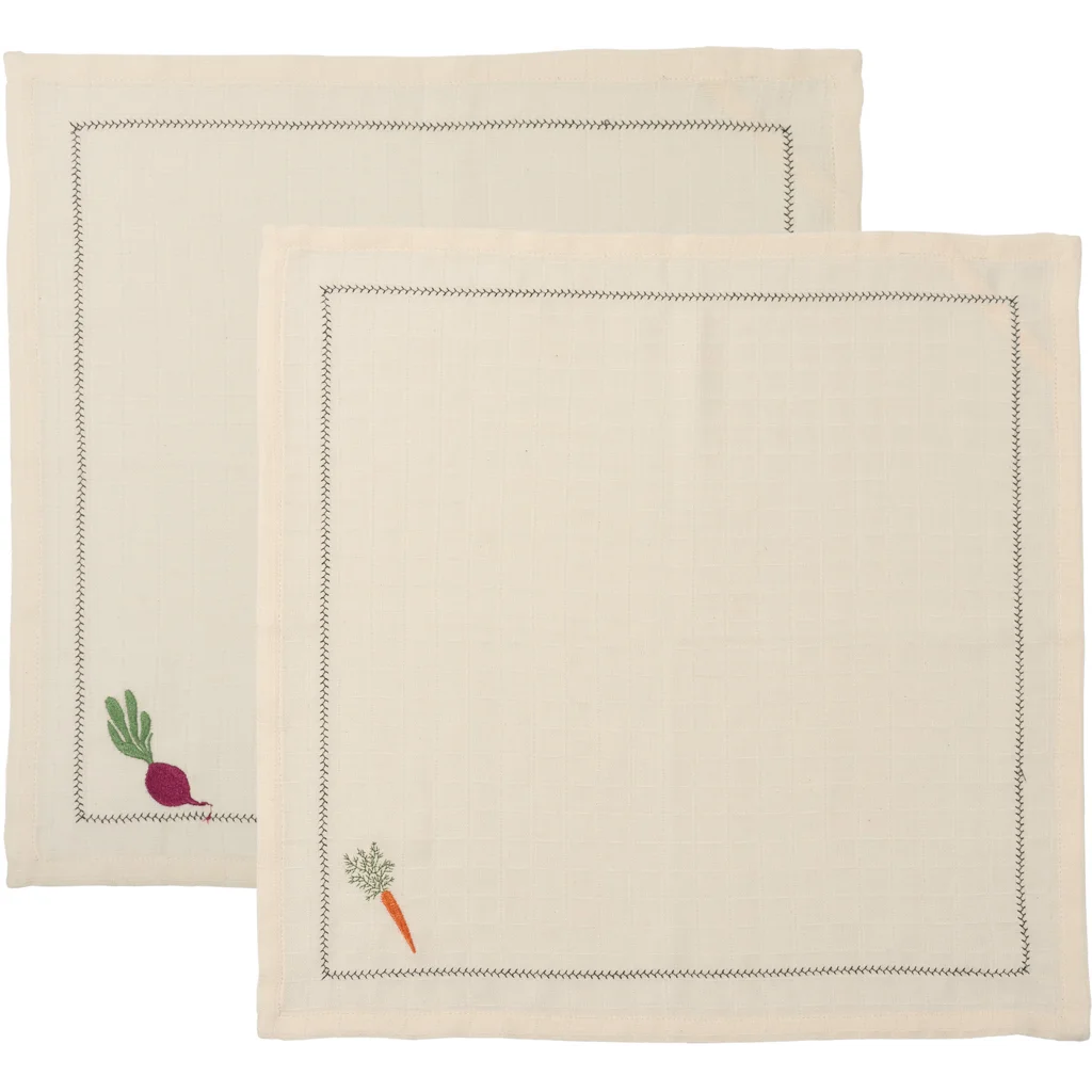 Bio Musselin Stoffserviette 2er-Pack in Creme von Living Crafts Größe 45x45 cm