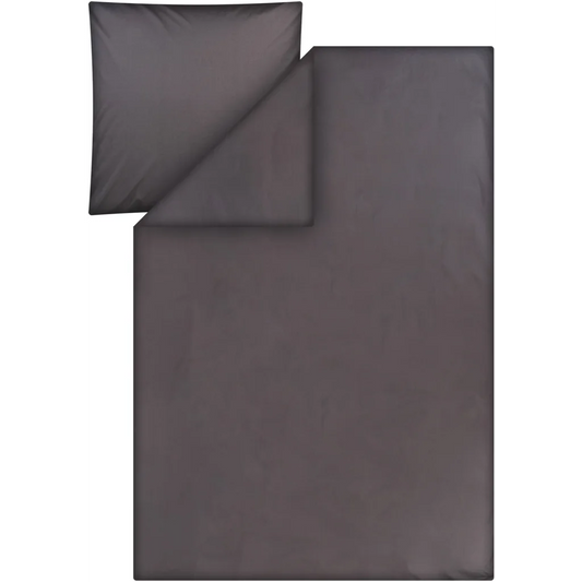 Bio Perkal Bettwäsche Garnitur in Basalt Braun von MELA home Größe 155x220 + 80x80 cm