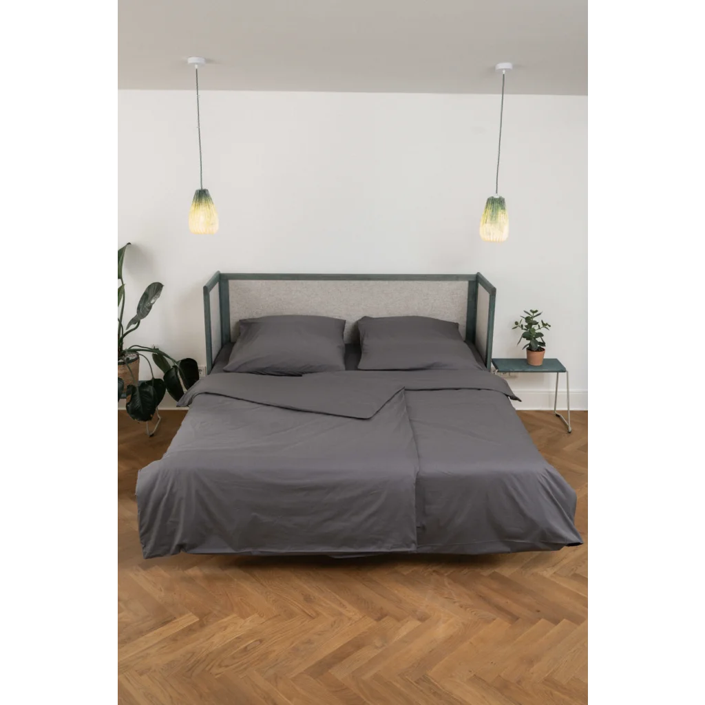 Bio Perkal Bettwäsche Garnitur in Basalt Braun von MELA home Größe 155x220 + 80x80 cm