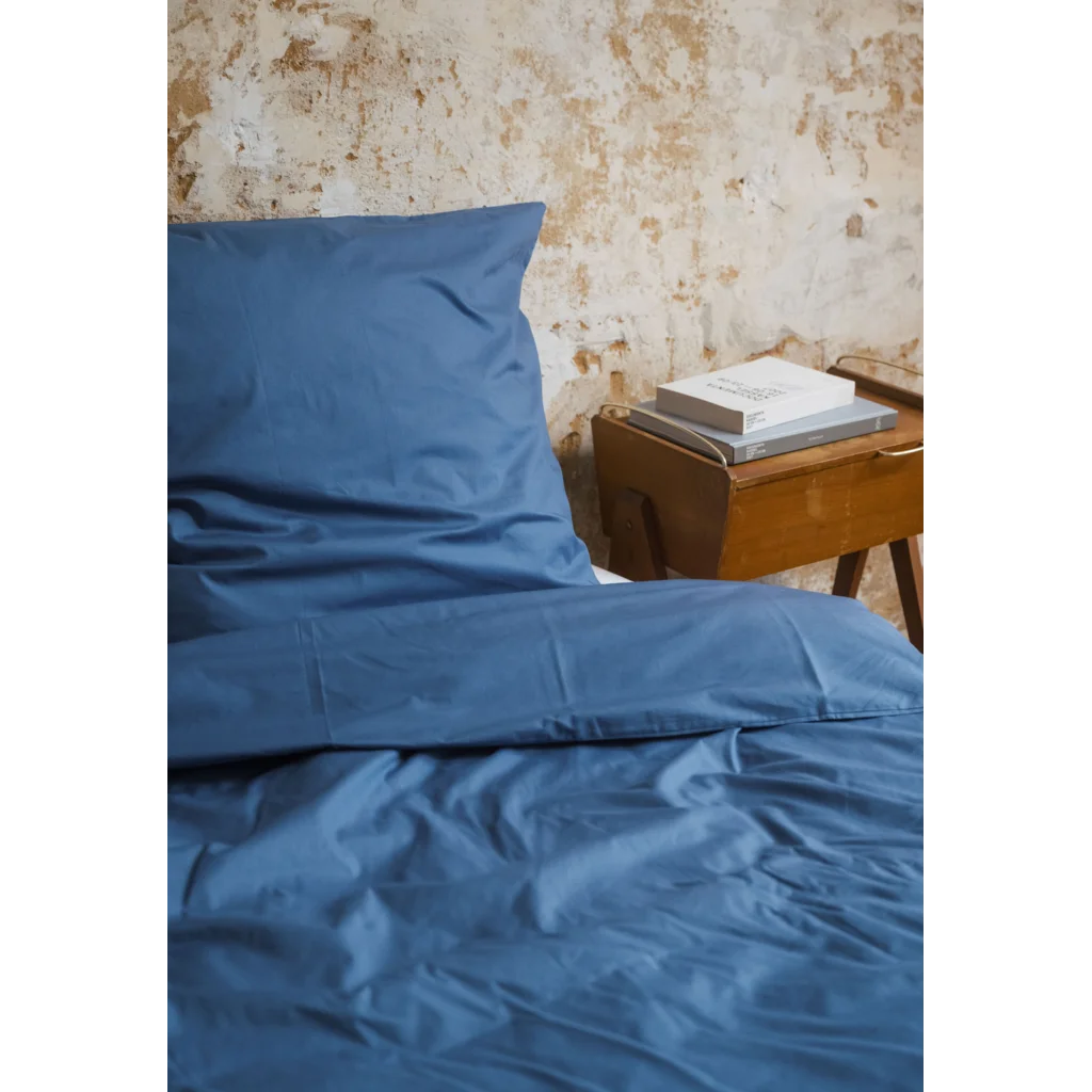 Bio Perkal Bettwäsche Garnitur in Blau von MELA home Größe 155x220 + 80x80 cm