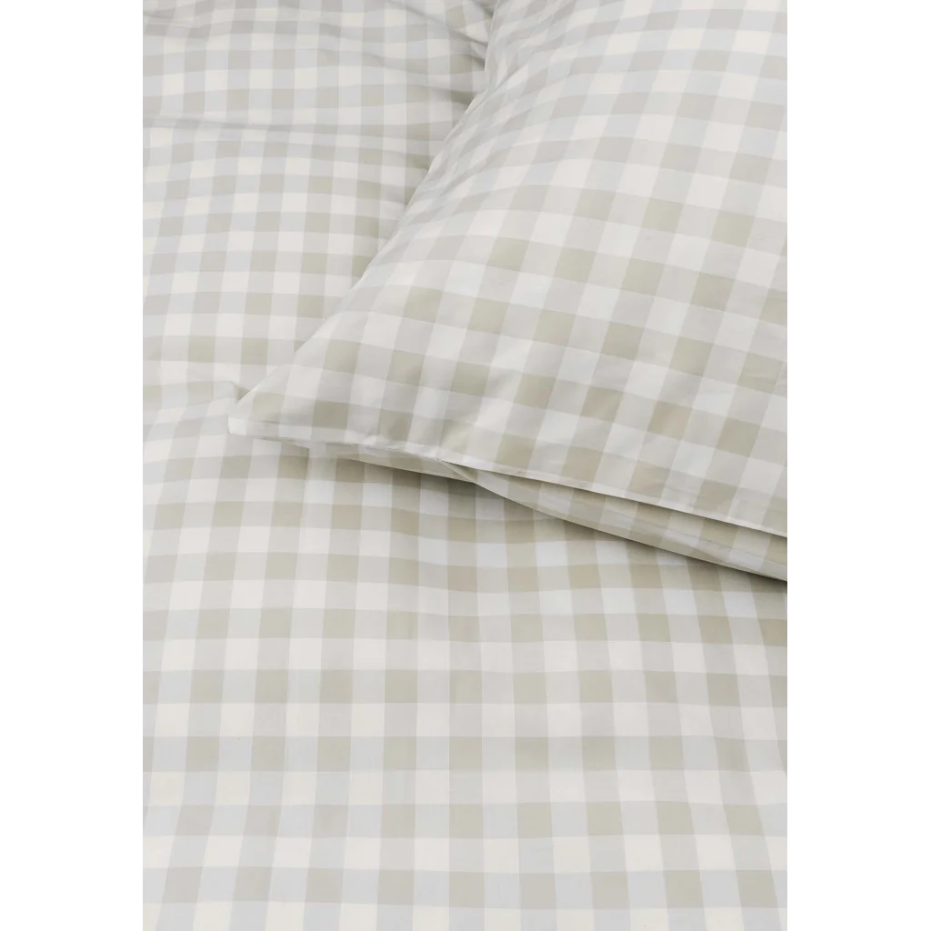 Bio Perkal Bettwäsche Karo Garnitur in Beige+Weiß Muster Karo von MELA home Größe 155x220 + 80x80 cm