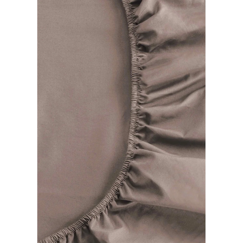 Bio Perkal Spannbettlaken für Boxspringbetten in Standardgröße - Doppelbett in Mokka Braun von MELA home Größe 180-200 x 200 cm