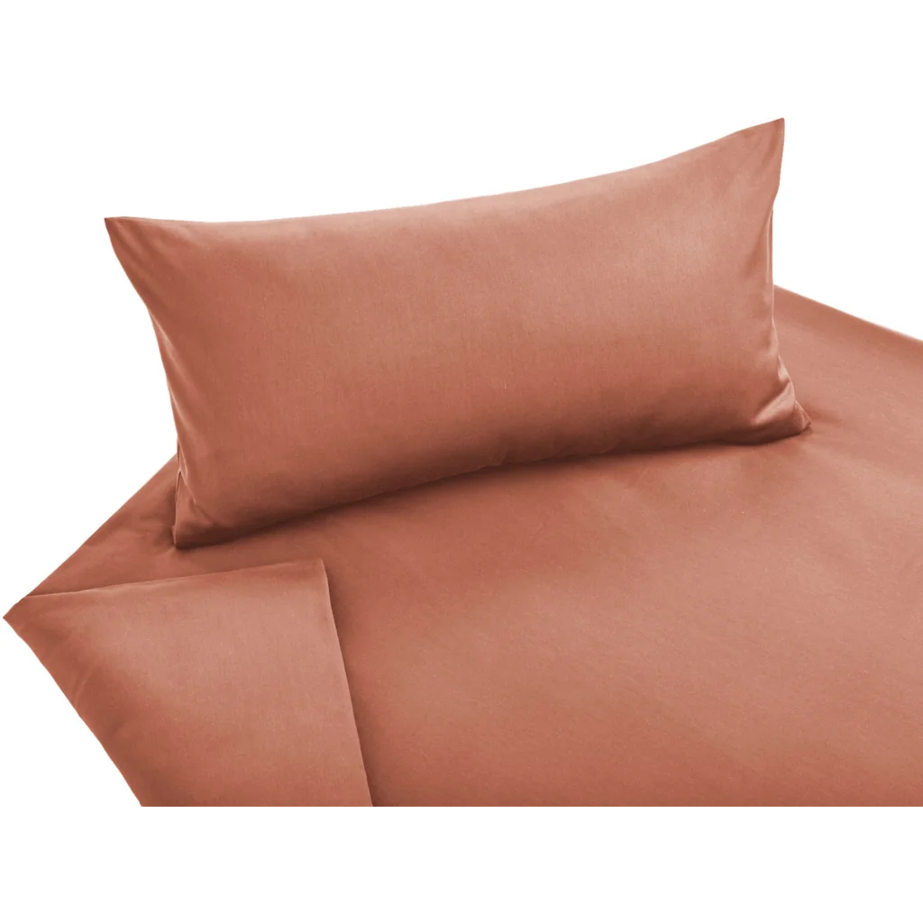 Bio Satin Bettwäsche Classic Garnitur 3-teilig in Terra Orange von Cotonea Größe 200x200 + 2x 80x80 cm