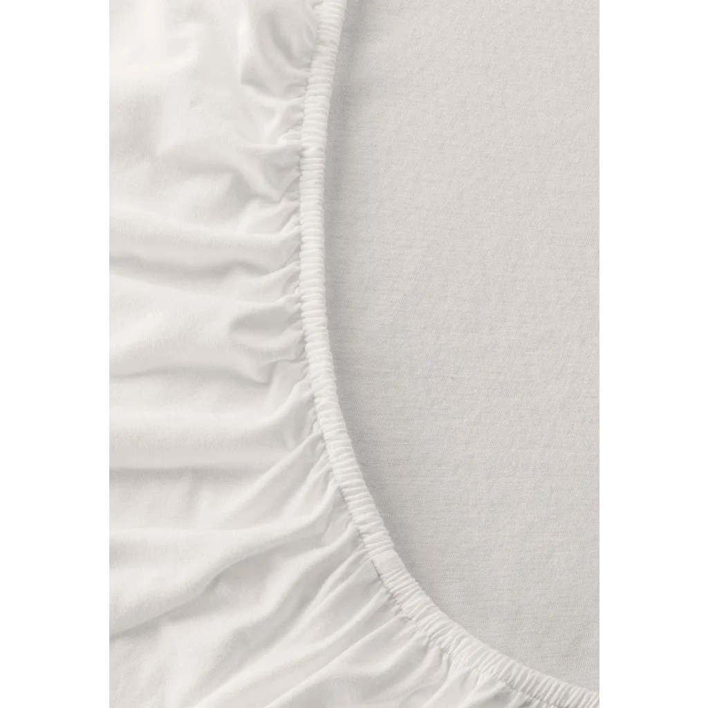 Bio Single-Jersey Spannbettlaken für Boxspringbetten in Standardgröße - Einzelbett in Creme von MELA home Größe 90x200 cm