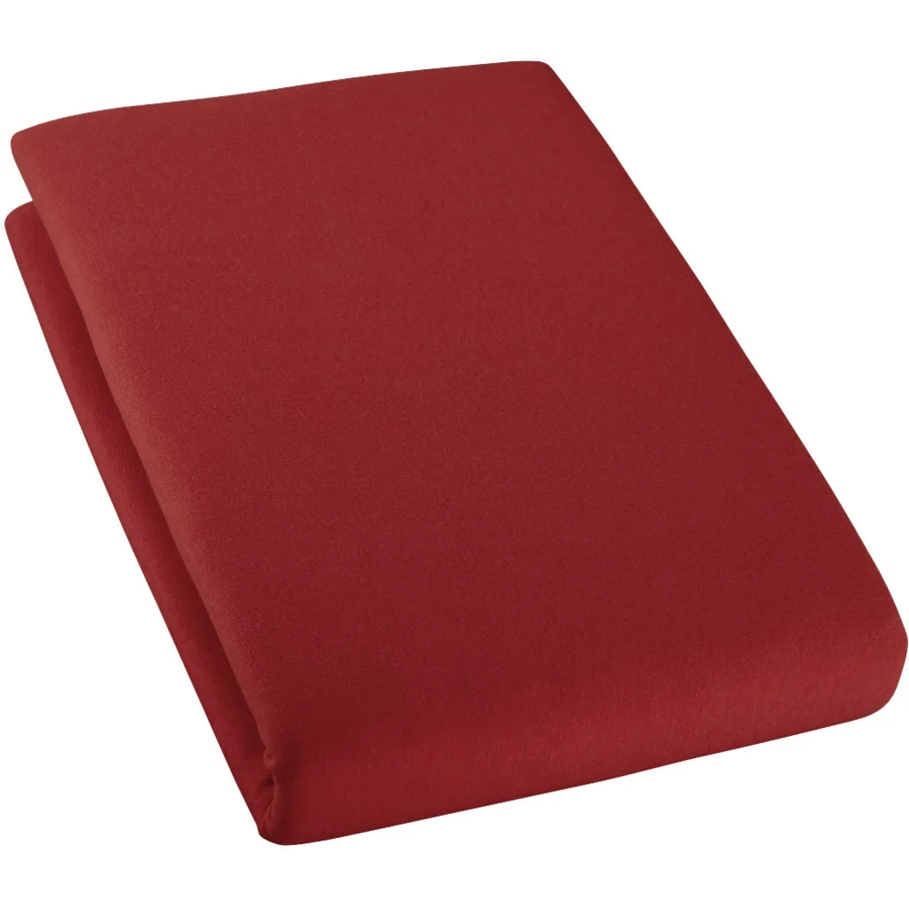 Bio Single-Jersey Spannbettlaken für Boxspringbetten in Standardgröße - Einzelbett in Rotwein Rot von Cotonea Größe 90-100 x 190-200 cm