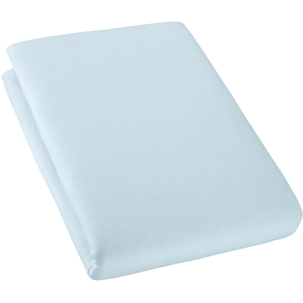 Bio Single-Jersey Spannbettlaken für Boxspringbetten in Standardgröße und Überlänge - Einzelbett in Aquamarin Blau von Cotonea Größe 90-100 x 220 cm