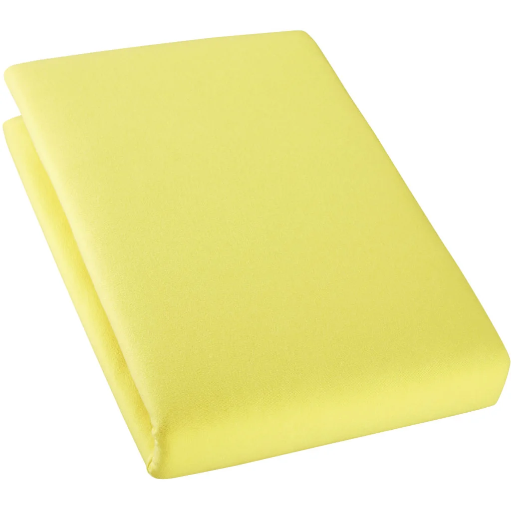 Bio Single-Jersey Spannbettlaken für Boxspringbetten in Standardgröße und Überlänge - Einzelbett in Gelb von Cotonea Größe 90-100 x 220 cm