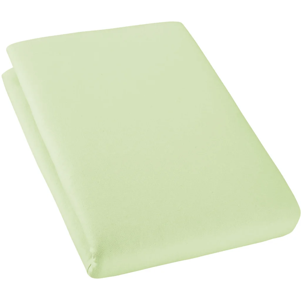Bio Single-Jersey Spannbettlaken für Boxspringbetten in Standardgröße und Überlänge - Einzelbett in Hellgrün Grün von Cotonea Größe 90-100 x 220 cm