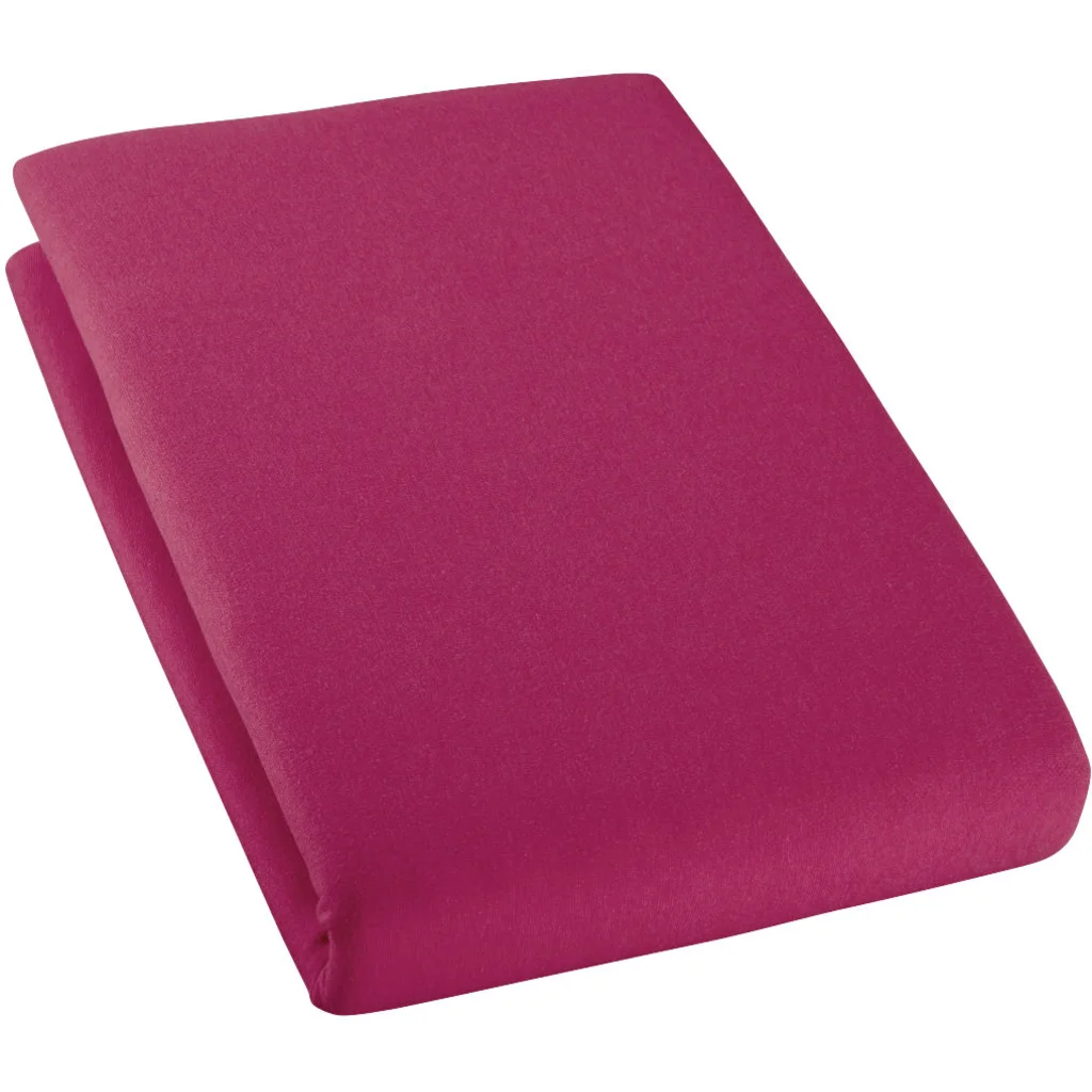 Bio Single-Jersey Spannbettlaken für Boxspringbetten in Standardgröße und Überlänge - Einzelbett in Rubin Rot von Cotonea Größe 90-100 x 220 cm