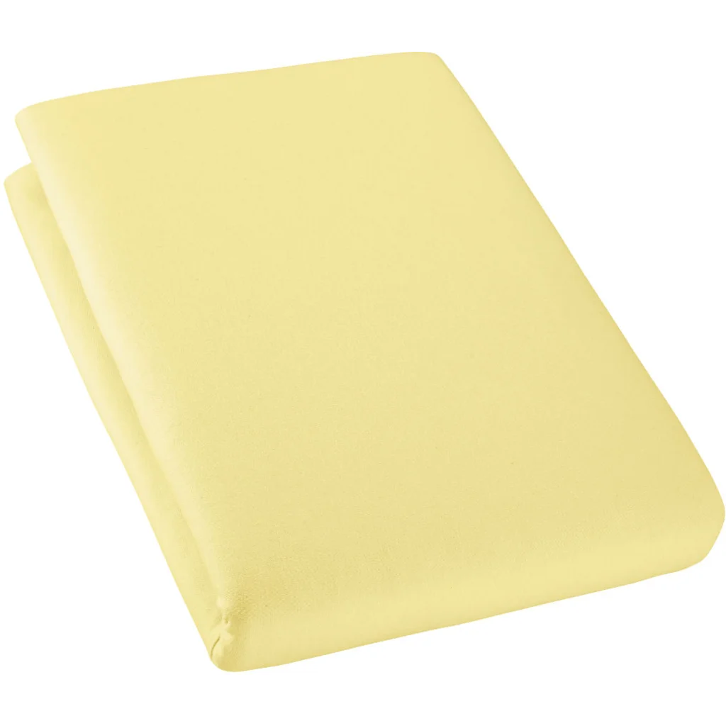 Bio Single-Jersey Spannbettlaken für Boxspringbetten in Standardgröße und Überlänge - Einzelbett in Sonnengelb Gelb von Cotonea Größe 90-100 x 220 cm