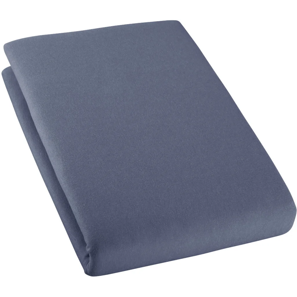 Bio Single-Jersey Spannbettlaken für Boxspringbetten in Standardgröße und Überlänge - Einzelbett in Steinblau Blau von Cotonea Größe 90-100 x 220 cm