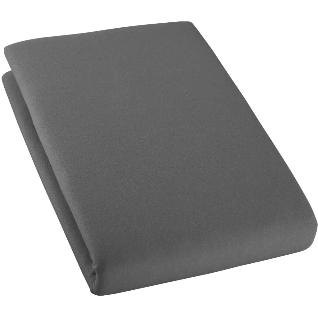 Bio Single-Jersey Spannbettlaken für Boxspringbetten in Übergröße in Anthrazit Grau von Cotonea Größe 140-160 x 200 cm