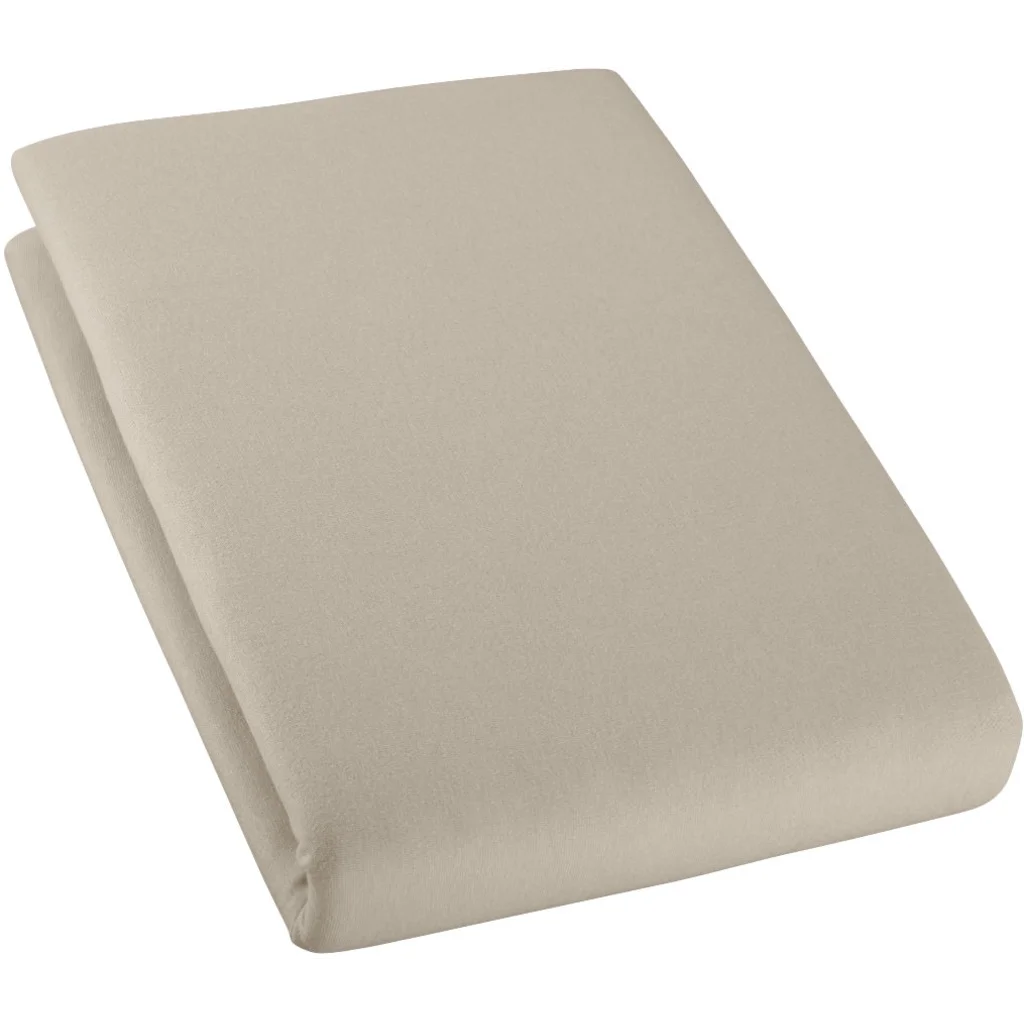 Bio Single-Jersey Spannbettlaken für Boxspringbetten in Übergröße in Sand Beige von Cotonea Größe 140-160 x 200 cm