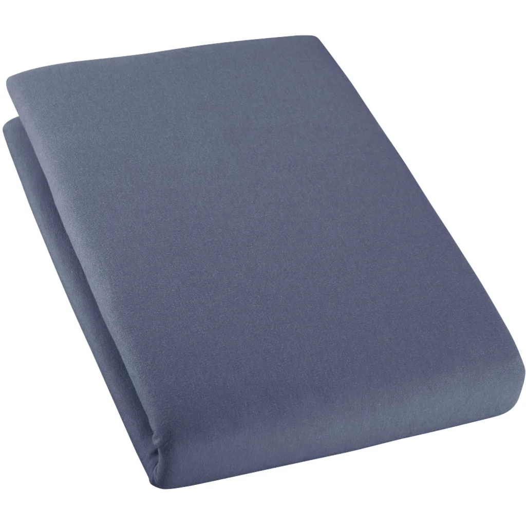 Bio Single-Jersey Spannbettlaken für Boxspringbetten in Übergröße und Überlänge in Steinblau Blau von Cotonea Größe 140-160 x 220 cm