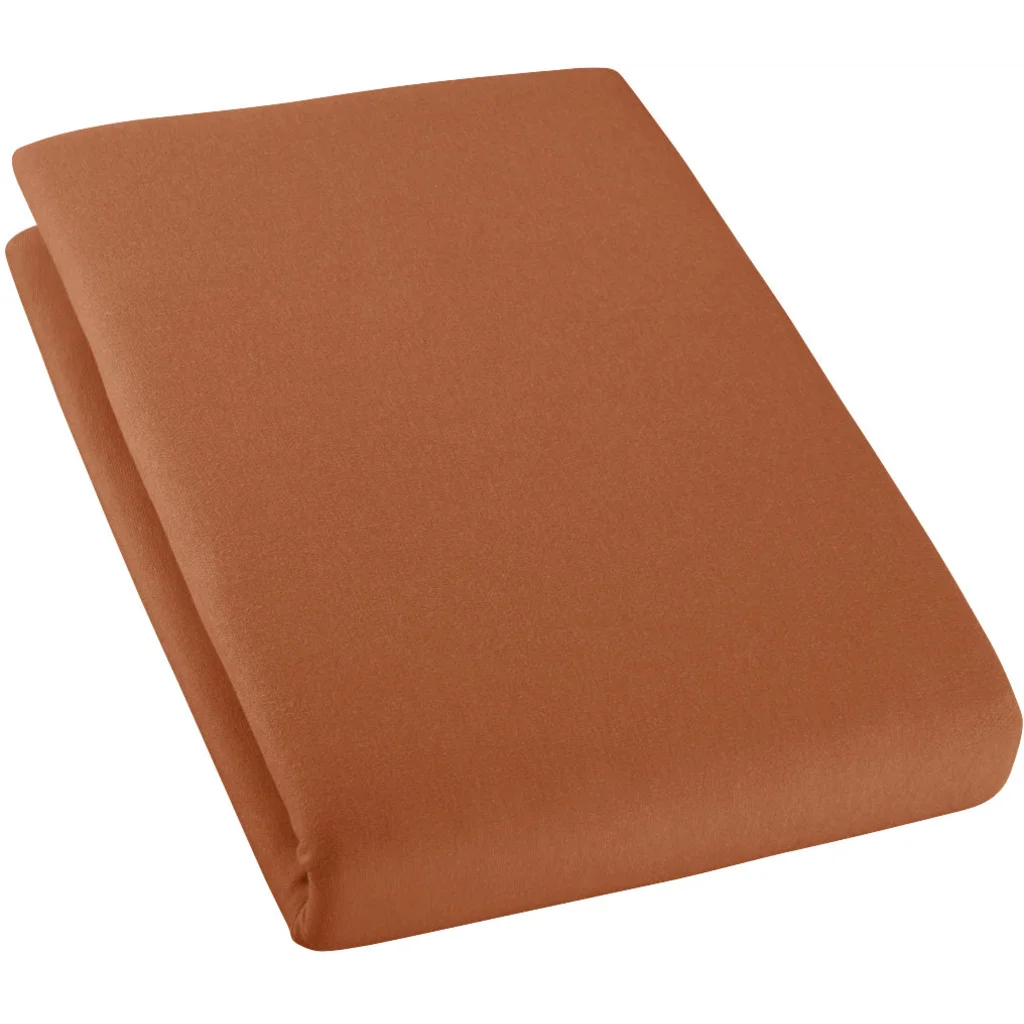 Bio Single-Jersey Spannbettlaken für Boxspringbetten in Übergröße und Überlänge in Terra Orange von Cotonea Größe 140-160 x 220 cm