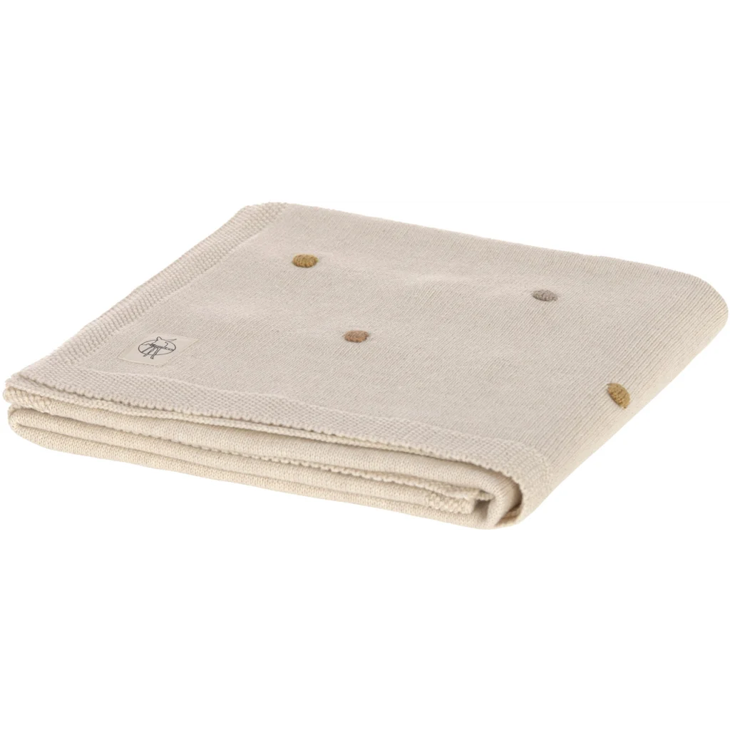 Bio Strick Baby-Decke Punkte in Beige Muster Punkte von Lässig Größe 80x100 cm