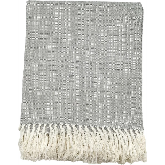 Bio Tagesdecke in Hellgrau+Creme Grau+Creme Muster Gemustert von BAGHI Größe 180x225 cm