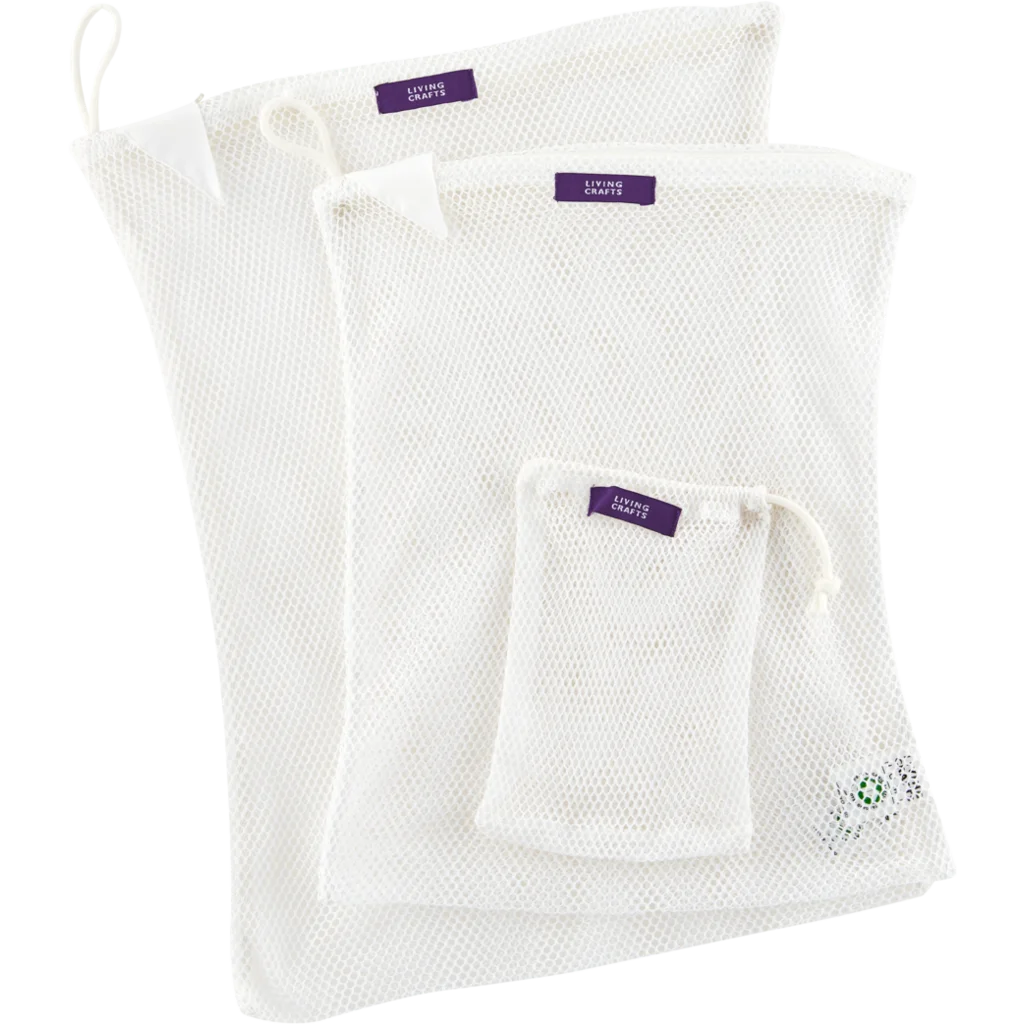 Bio Wäschenetz 2er-Set in Weiß von Living Crafts Größe 27x35 cm + 32x45 cm