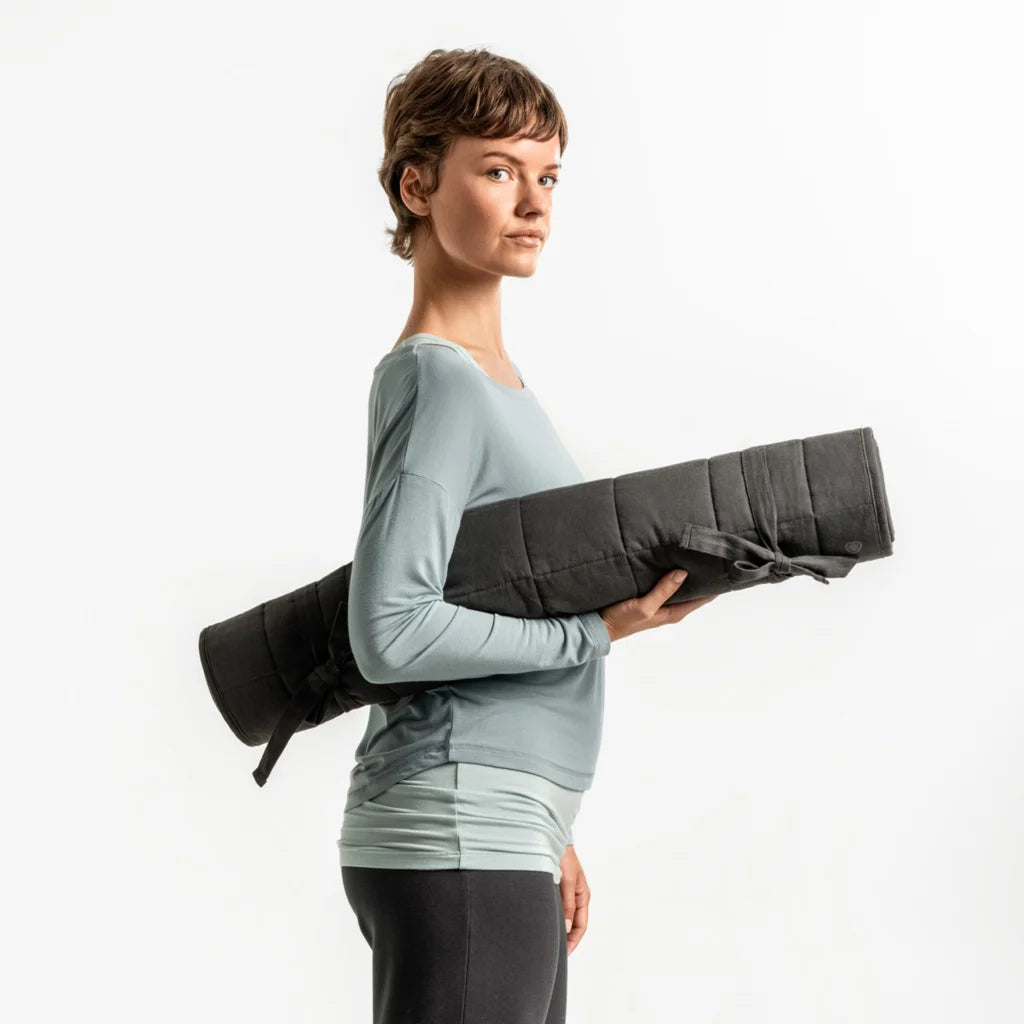 Bio Yogamatte in Creme+Anthrazit Creme+Grau von Living Crafts Größe 75x190 cm
