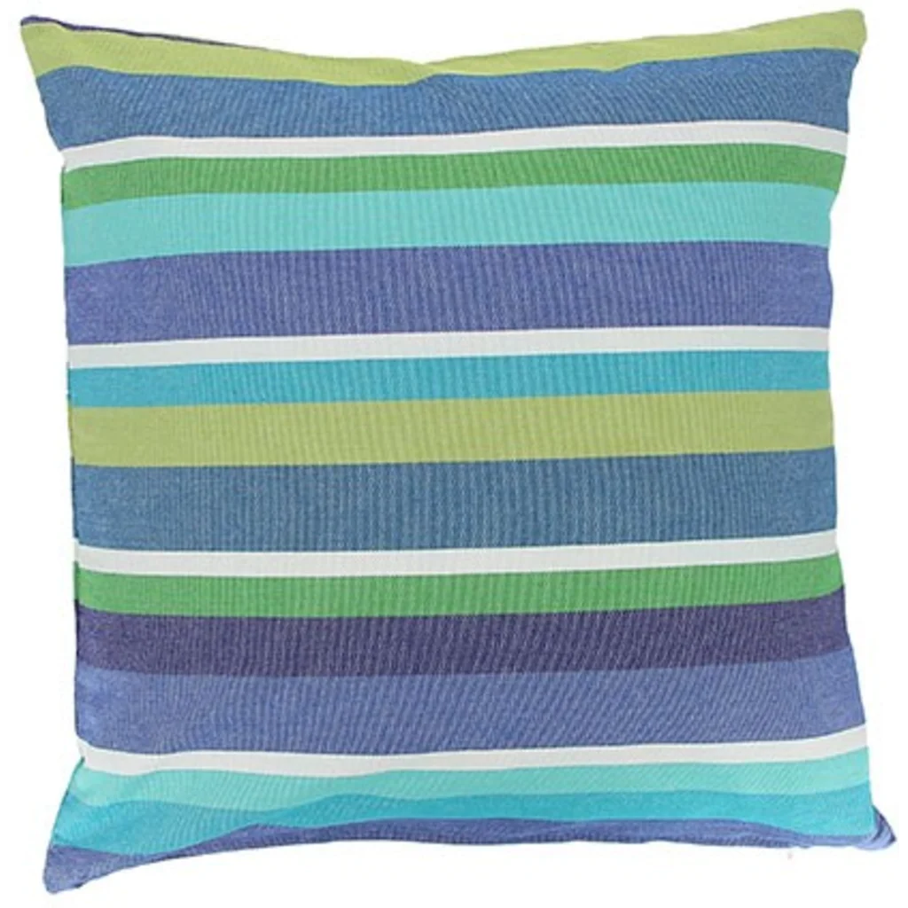 Canvas Kissenhülle DOMINICA in Weiß+Atlantik+Jeansblau+Hellgrün Weiß+Blau+Blau+Grün Muster Streifen von GLOBO Größe 60x60 cm
