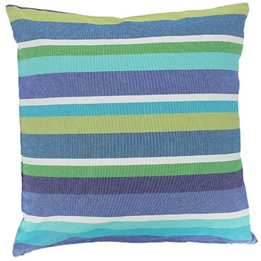 Canvas Kissenhülle DOMINICA in Weiß+Atlantik+Jeansblau+Hellgrün Weiß+Blau+Blau+Grün Muster Streifen von GLOBO Größe 60x60 cm