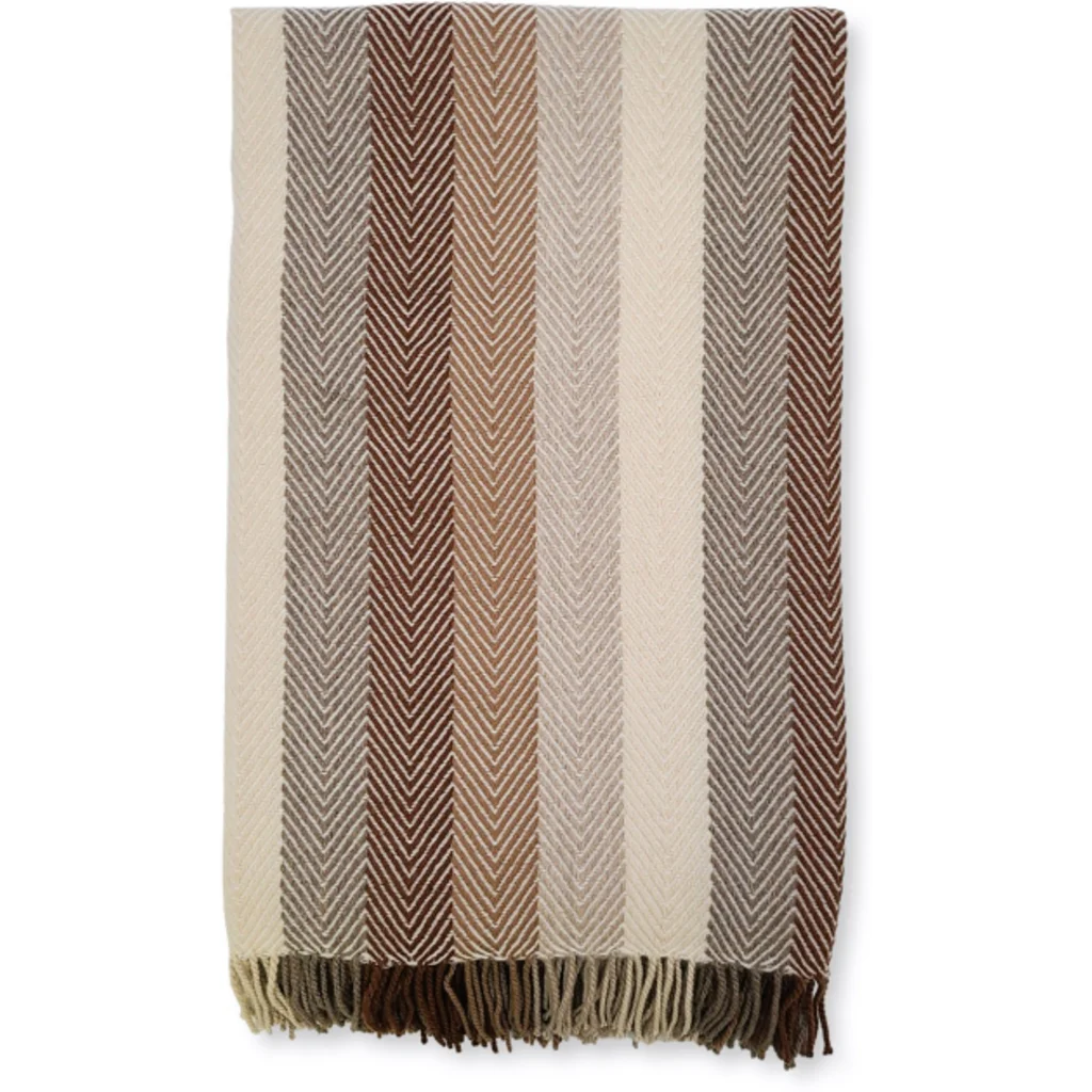 Decke mit Fischgrät-Muster in Beige+Braun Muster Fischgrät von Frida Feeling Größe 140x200 cm