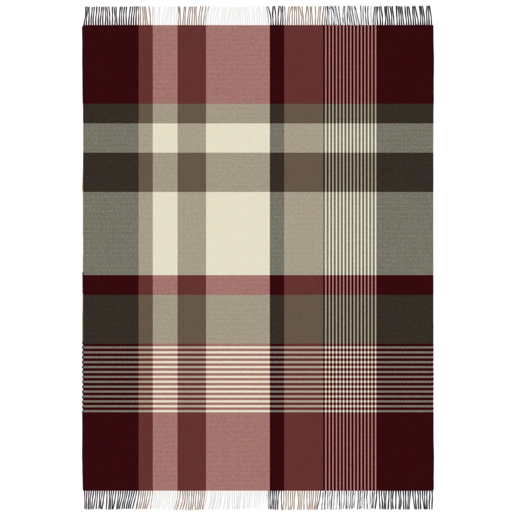 Decke mit Karo-Muster HARRIS in Creme+Dunkelrot Creme+Rot Muster Karo von Eagle Products Größe 150x215 cm