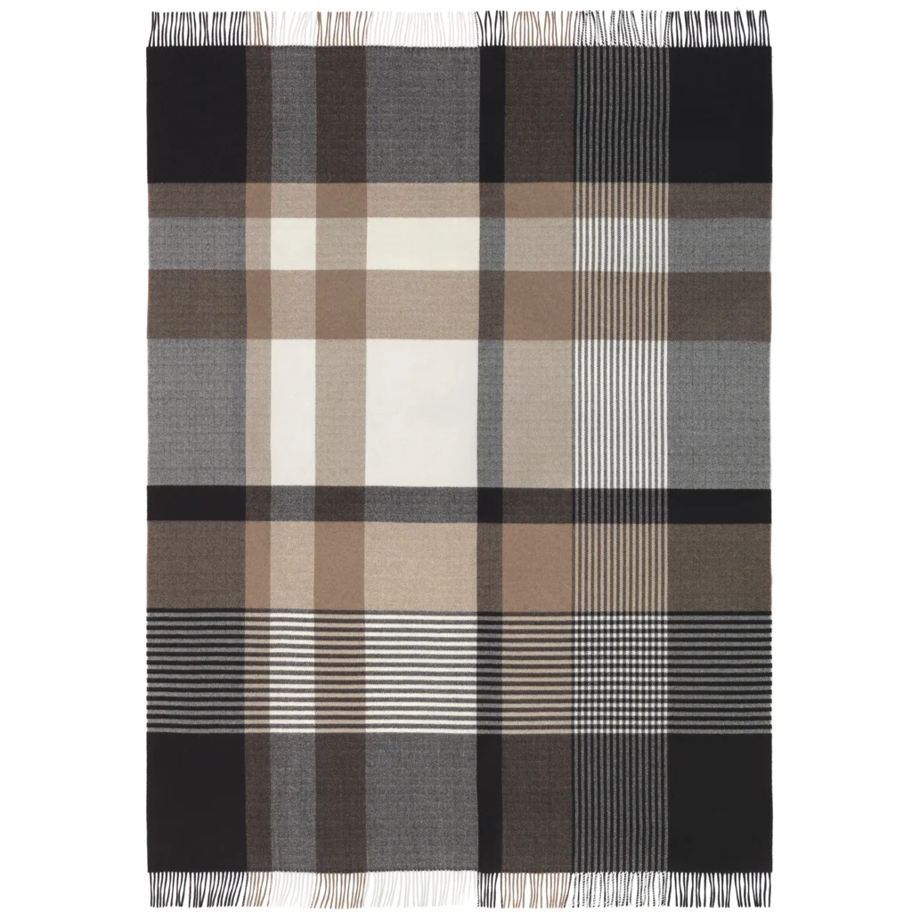 Decke mit Karo-Muster HARRIS in Creme+Schwarz Muster Karo von Eagle Products Größe 150x215 cm