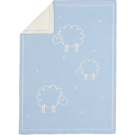 Doubleface Baby-+Kinder-Decke Schäfchen  in Hellblau Blau Muster Schäfchen von Eagle Products Größe 75x100 cm