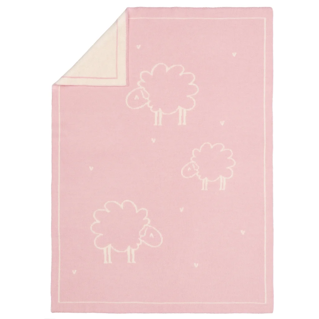 Doubleface Baby-+Kinder-Decke Schäfchen  in Rosa Muster Schäfchen von Eagle Products Größe 75x100 cm