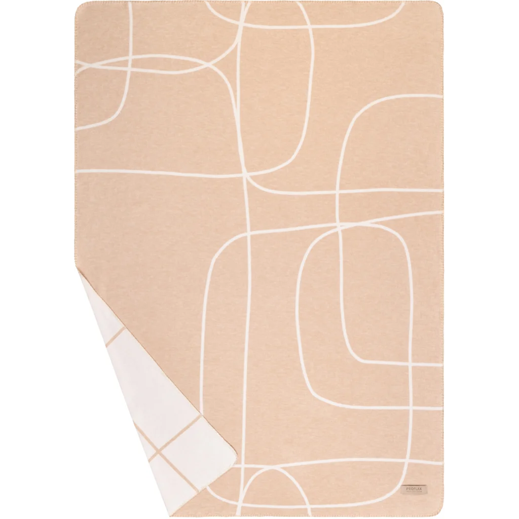 Doubleface Decke in Beige+Weiß Muster Graphisch von Proflax Größe 130x180 cm