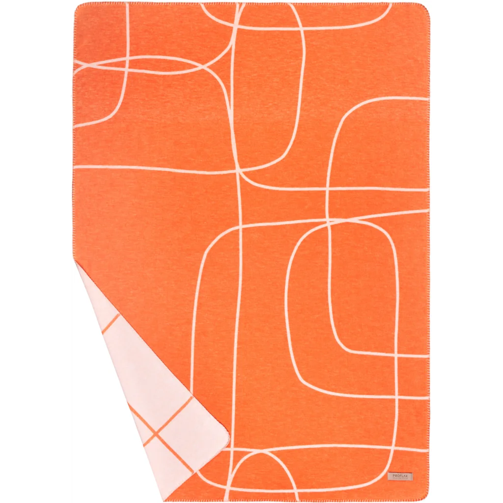 Doubleface Decke in Orange+Weiß Muster Graphisch von Proflax Größe 130x180 cm