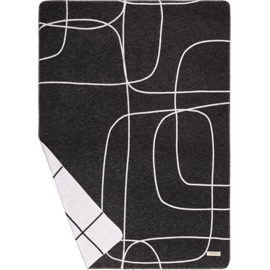 Doubleface Decke in Schwarz+Weiß Muster Graphisch von Proflax Größe 130x180 cm