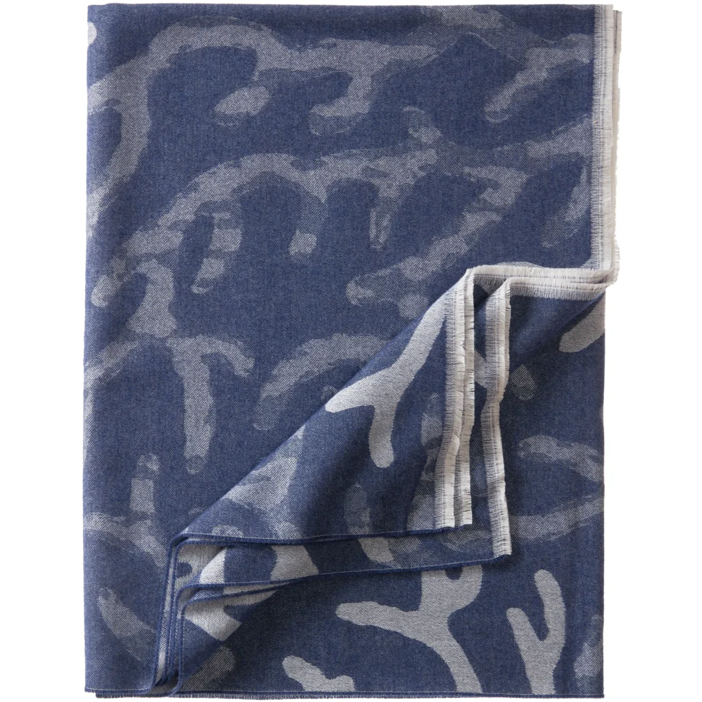 Doubleface Decke Koralle in Dunkelblau Blau Muster Koralle von Eagle Products Größe 135x200 cm