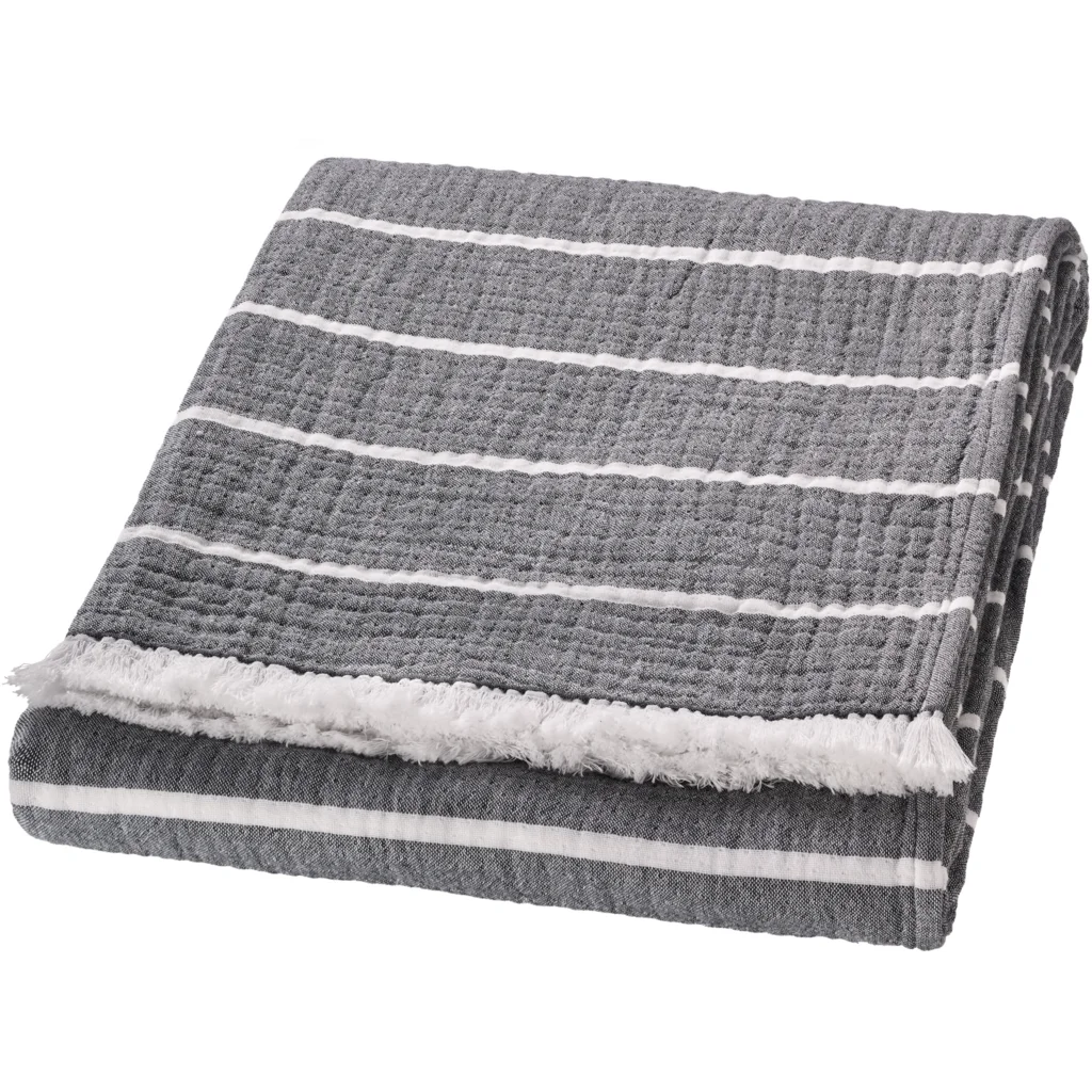 Doubleface Plaid in Anthrazit+Weiß Muster Streifen von Proflax Größe 140x195 cm