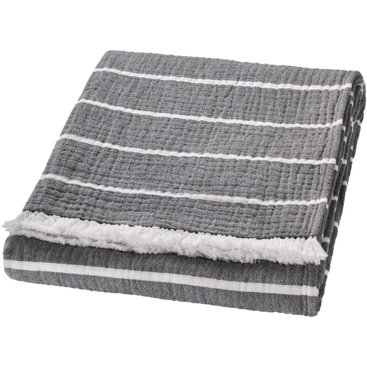Doubleface Plaid in Anthrazit+Weiß Muster Streifen von Proflax Größe 140x195 cm
