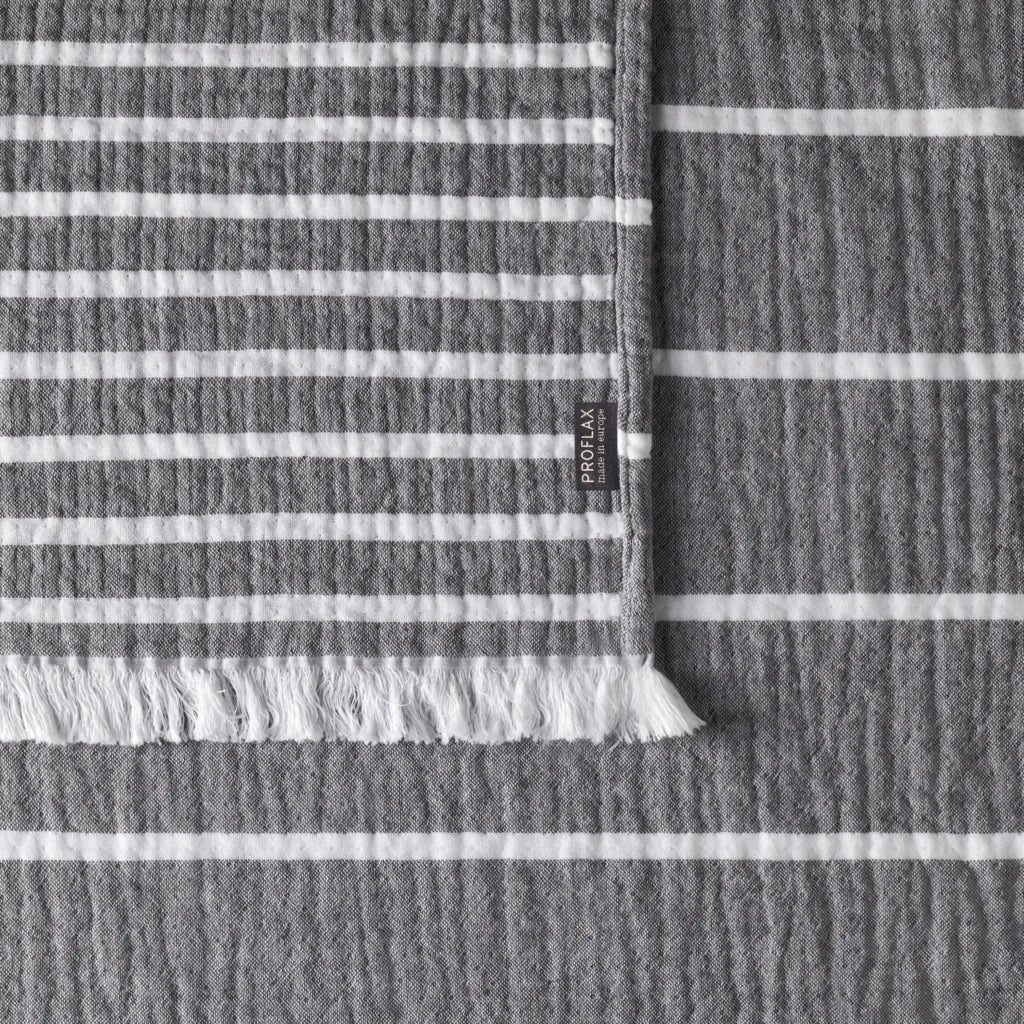 Doubleface Plaid in Anthrazit+Weiß Muster Streifen von Proflax Größe 140x195 cm