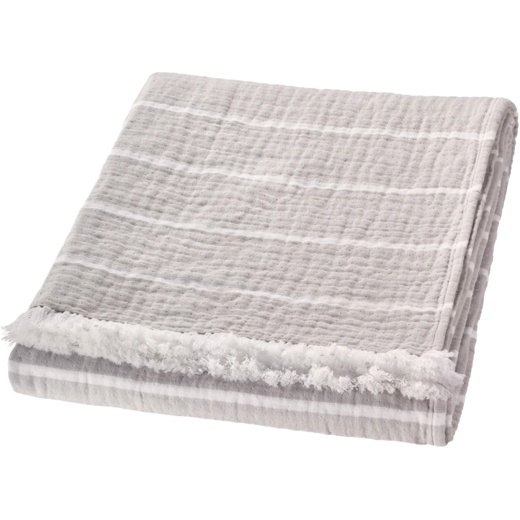 Doubleface Plaid in Stein+Weiß Beige+Weiß Muster Streifen von Proflax Größe 140x195 cm