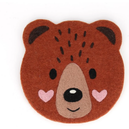 Filz Kinder-Sitzkissen Bär in Rotbraun Braun Muster Bär von GLOBO Größe Ø 28 cm