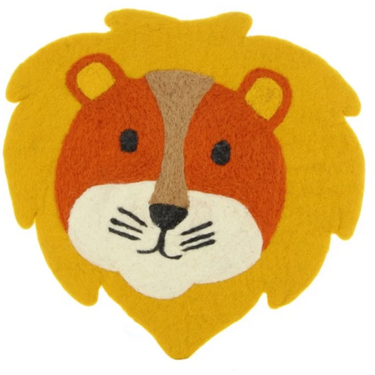Filz Kinder-Sitzkissen Löwe in Senfgelb+Orange Gelb+Orange Muster Löwe von GLOBO Größe 35x35 cm