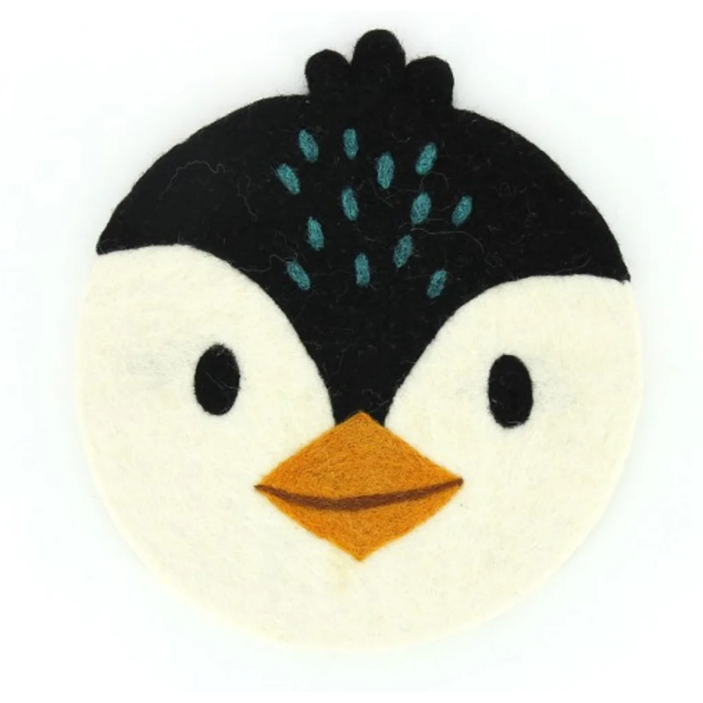 Filz Kinder-Sitzkissen Pinguin in Creme+Schwarz Muster Pinguin von GLOBO Größe Ø 28 cm